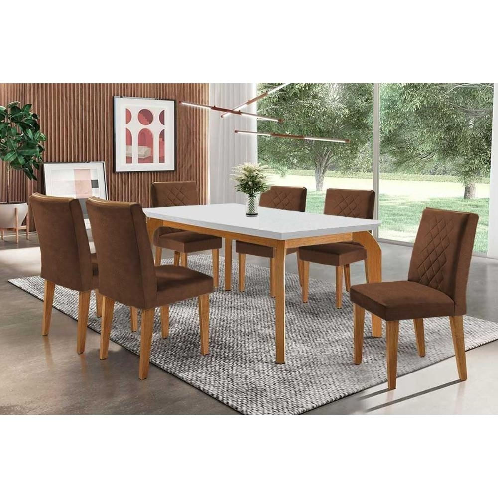 Mesa Cozinha Londrina + 6 Cad Jade Capuccino Rufato