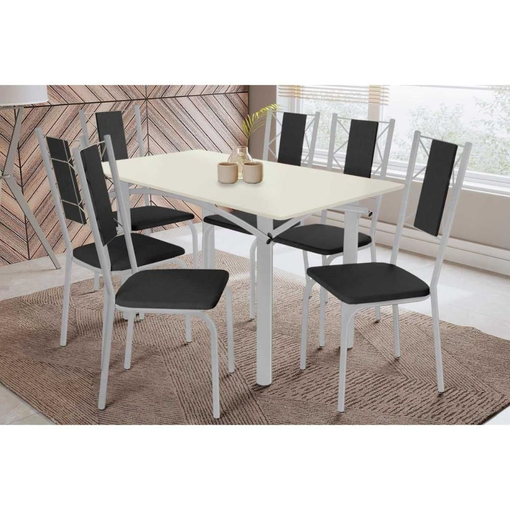 Mesa Cozinha Elba 160 + 6 Cad Lisboa Cromado Kappesberg