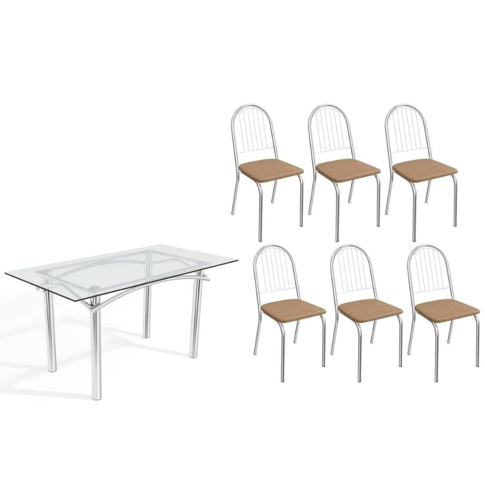 Mesa Sala Elba 150 + 6 Cad Noruega Cromado Kappesberg