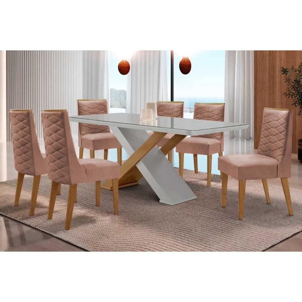 Mesa Sala Imperatriz 180 + 6 Cad Dafne Naturale Rufato
