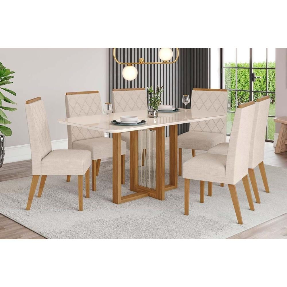 Mesa Sala Natalí 160 + 6 Cad Nina Nature/Light Henn