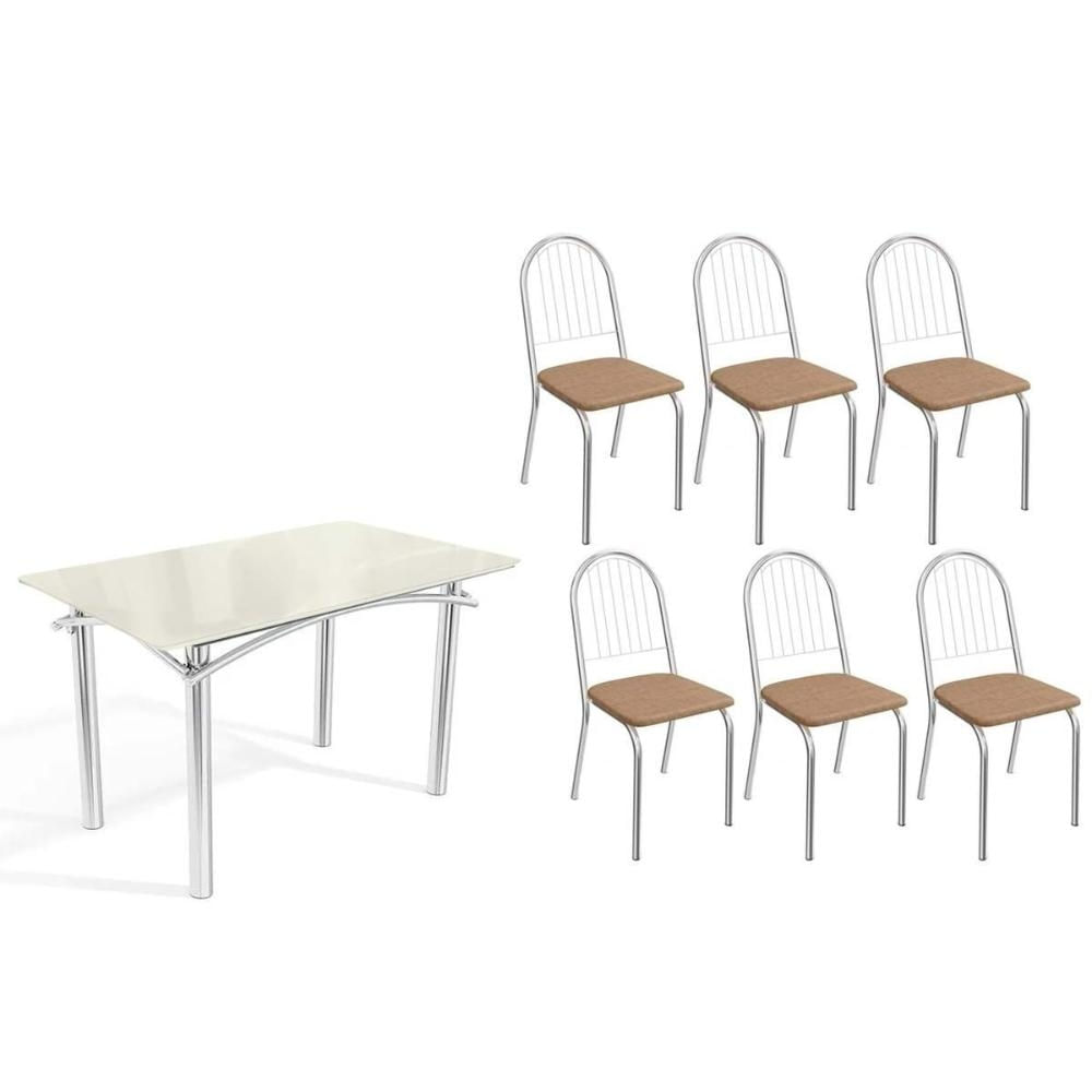 Mesa Sala Elba 120 + 6 Cad Noruega Cromado Kappesberg