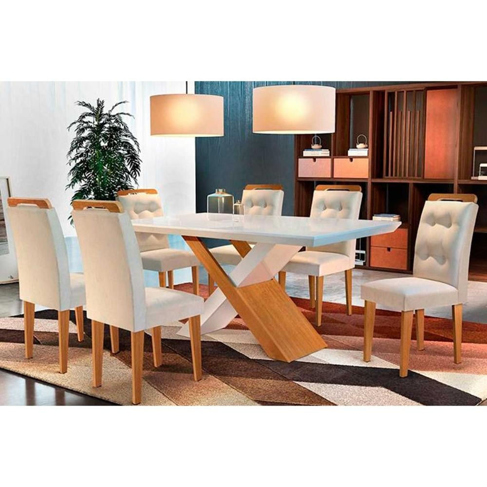 Mesa Sala Imperatriz 180 + 6 Cadeiras Capuccino Rufato
