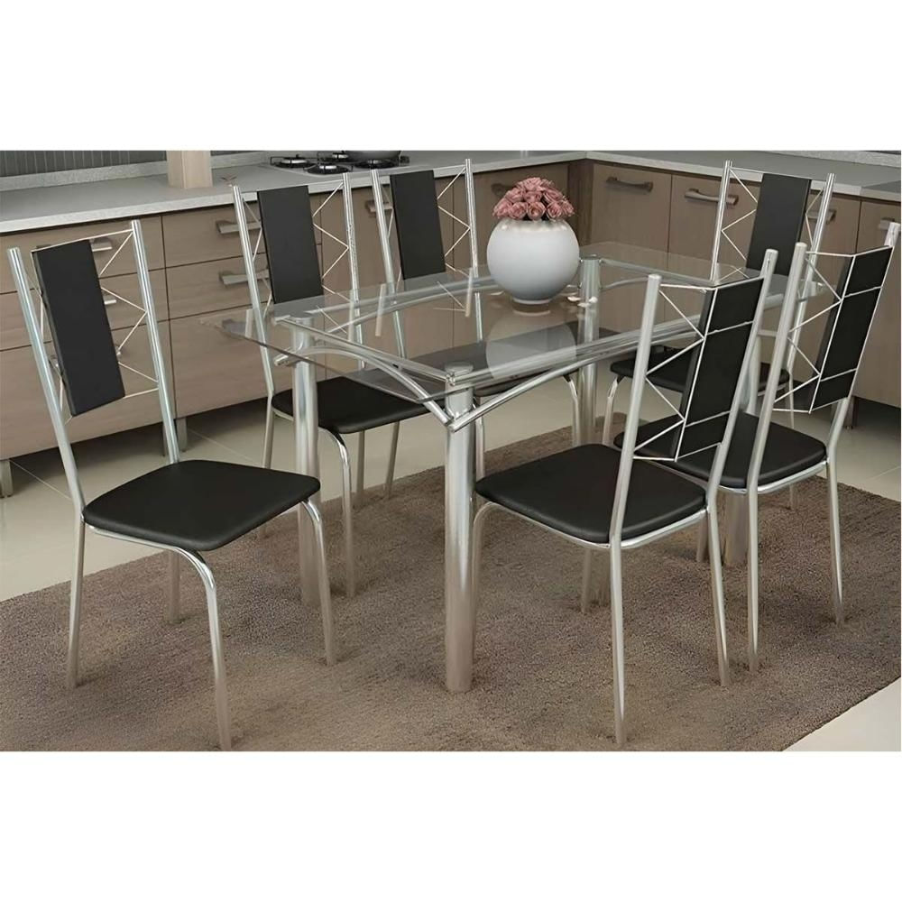 Mesa Sala Elba 120 + 6 Cad Lisboa Cromado Kappesberg
