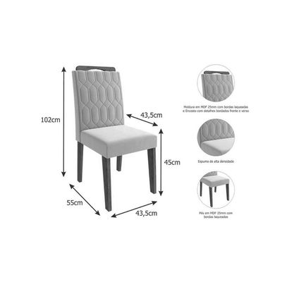 Mesa Sala Helena 210 + 8 Cad Paola Cinamomo/Bege Cimol
