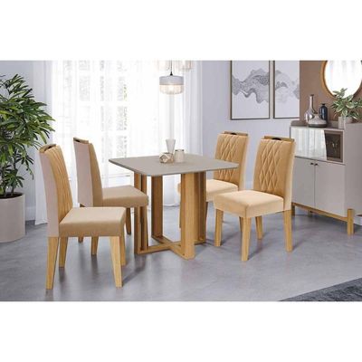Mesa Sala Flora 95 + 4 Cad Juliana Cinamomo/Bege Cimol