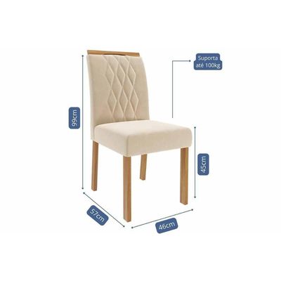 Mesa Sala Flora 95 + 4 Cad Juliana Cinamomo/Bege Cimol