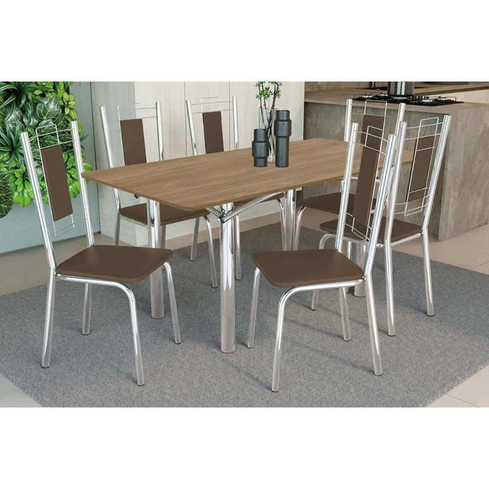 Mesa Sala Elba 160 + 6 Cad Florença Cromado Kappesberg