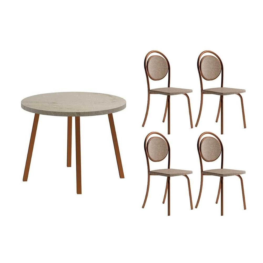 Mesa Sala Stellar 100 + 4 Cad 1738 Rose/Caramelo Carraro