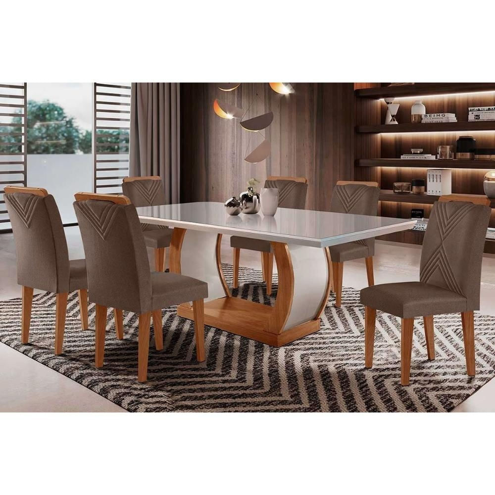 Sala Jantar Mesa Jade + 6 Cad Amsterdã Capuccino Rufato