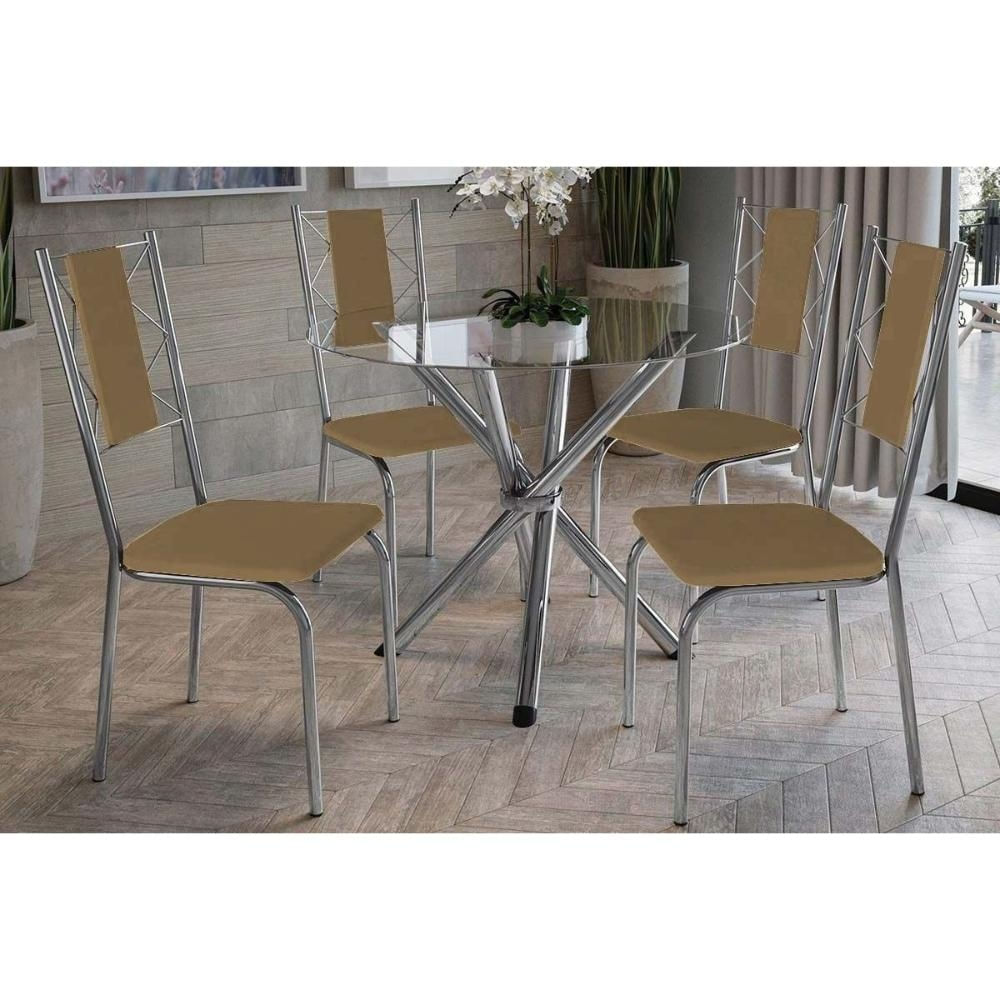 Mesa Cozinha Volga 95 + 4 Cad Lisboa Cromado Kappesberg