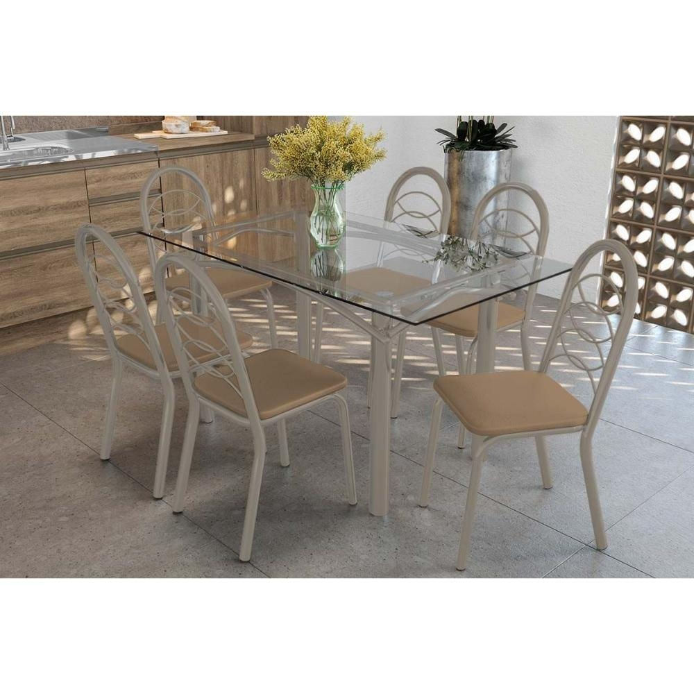 Mesa Cozinha Elba 150 + 6 Cad Holanda Niquel/Cap Kappesberg