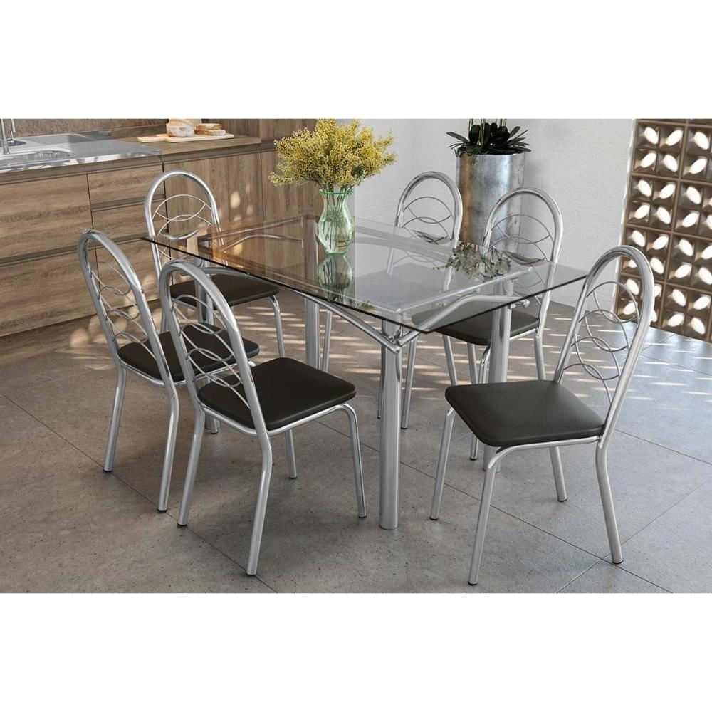 Mesa Cozinha Elba 150 + 6 Cad Holanda Cromado Kappesberg