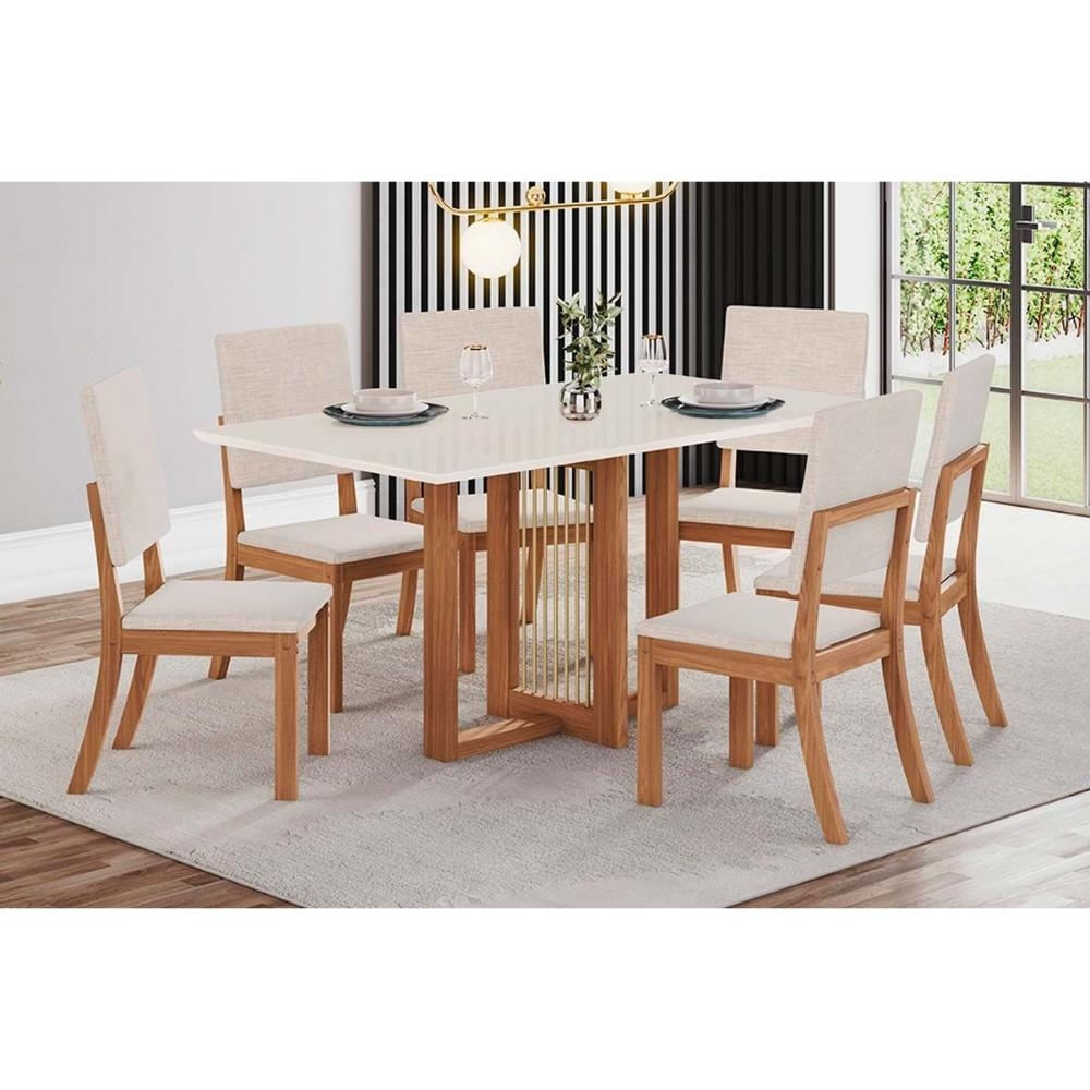 Mesa Sala Natalí 160 + 6 Cad Milla Nature/Light Henn