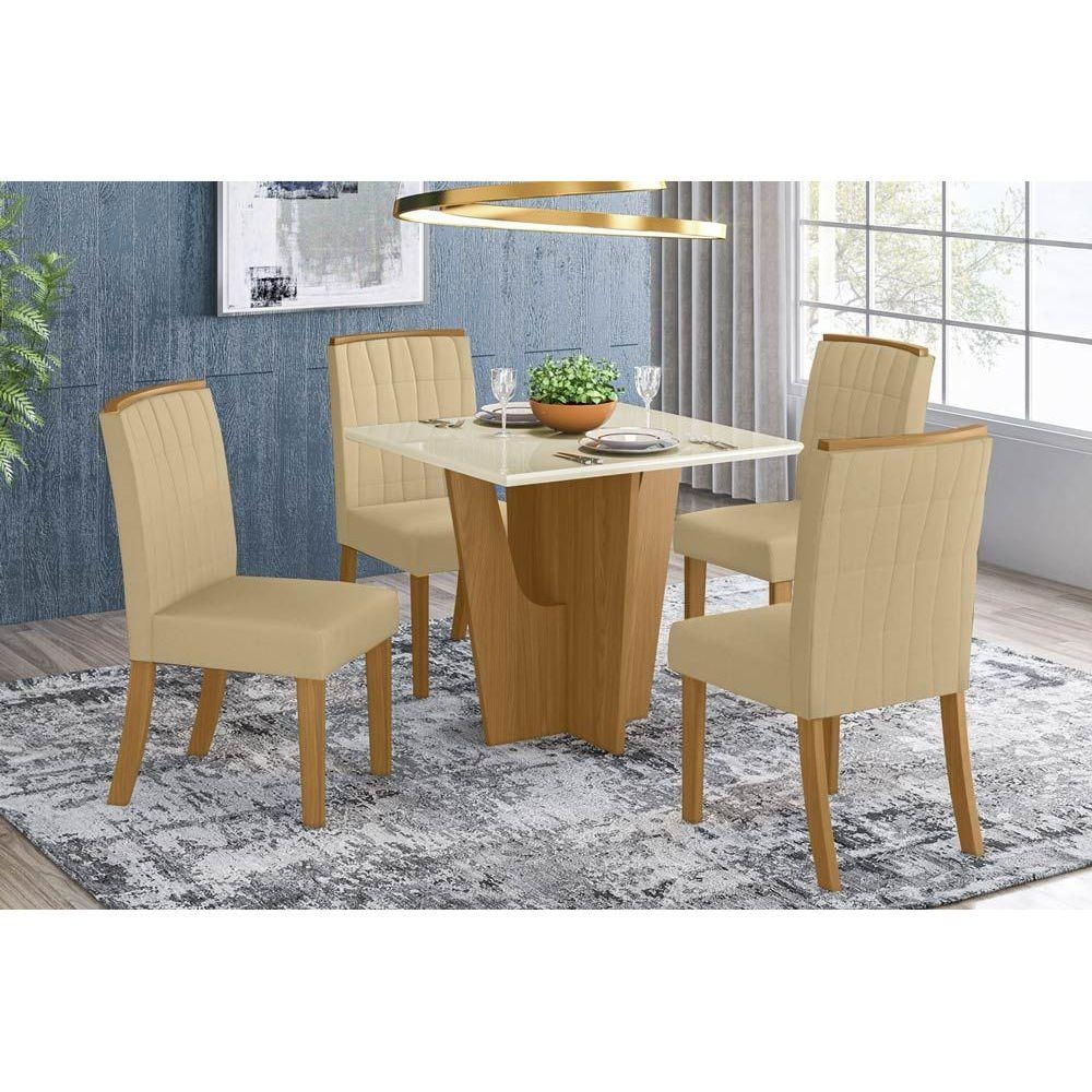 Mesa Sala Vértice 90 + 4 Cad Tauá Nature/Linho Henn