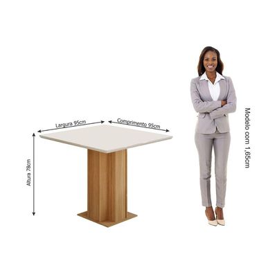Mesa Sala Sophia 95 + 4 Cad Fernanda Nature/Bege Cimol