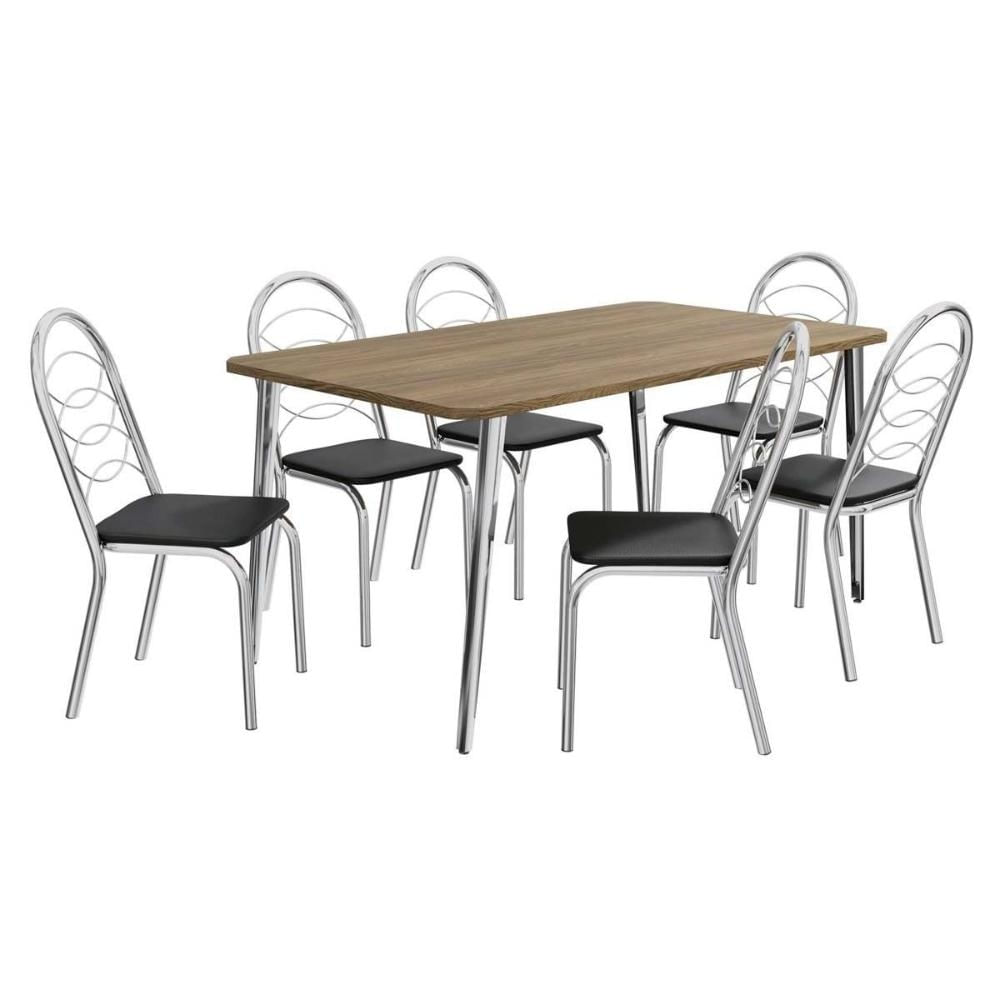 Mesa Sala Iguaçu 160 + 6 Cad Holanda Cromado Kappesberg