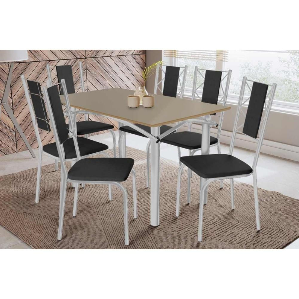 Mesa Sala Elba 120 + 6 Cad Lisboa Cromado Kappesberg