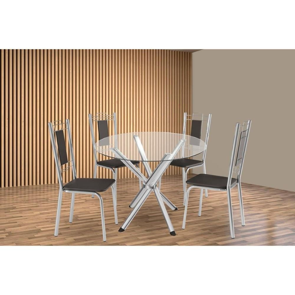 Mesa Sala Volga 95 + 4 Cad Florença Cromado Kappesberg