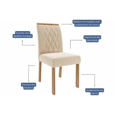 Mesa Cozinha Flora 109 + 4 Cad Juliana Cinamomo/Bege Cimol