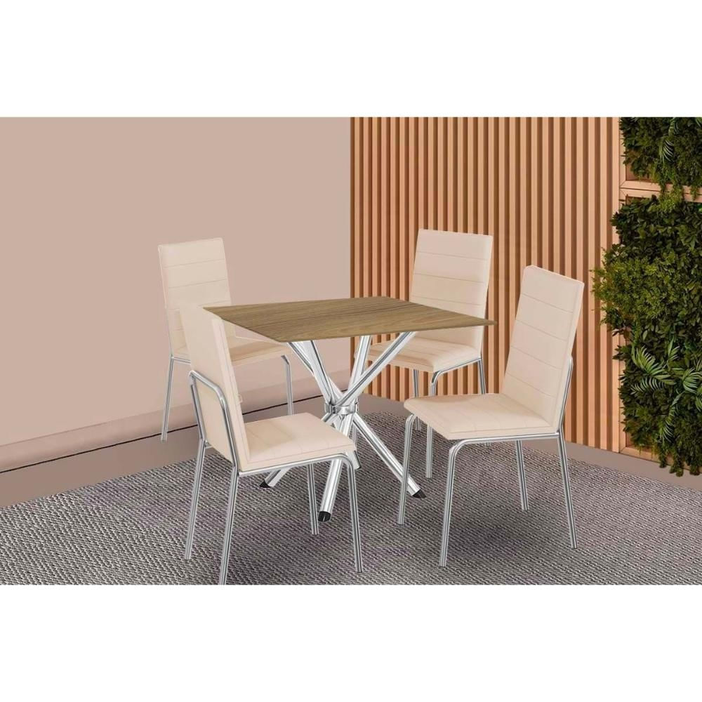 Mesa Sala Volga 90 + 4 Cad Amsterdã Cromado Kappesberg
