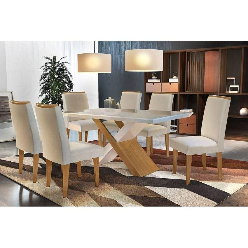 Mesa Sala Imperatriz 180 + 6 Cad Lunara Capuccino Rufato