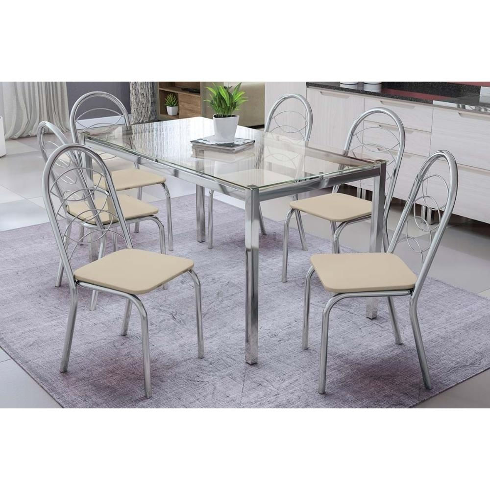 Mesa Sala Reno 150 + 6 Cad Holanda Cromado Kappesberg