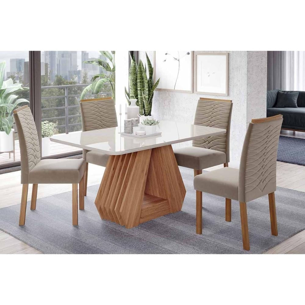 Mesa Sala Ágata 130 + 4 Cad Clarice Cinamomo Cimol