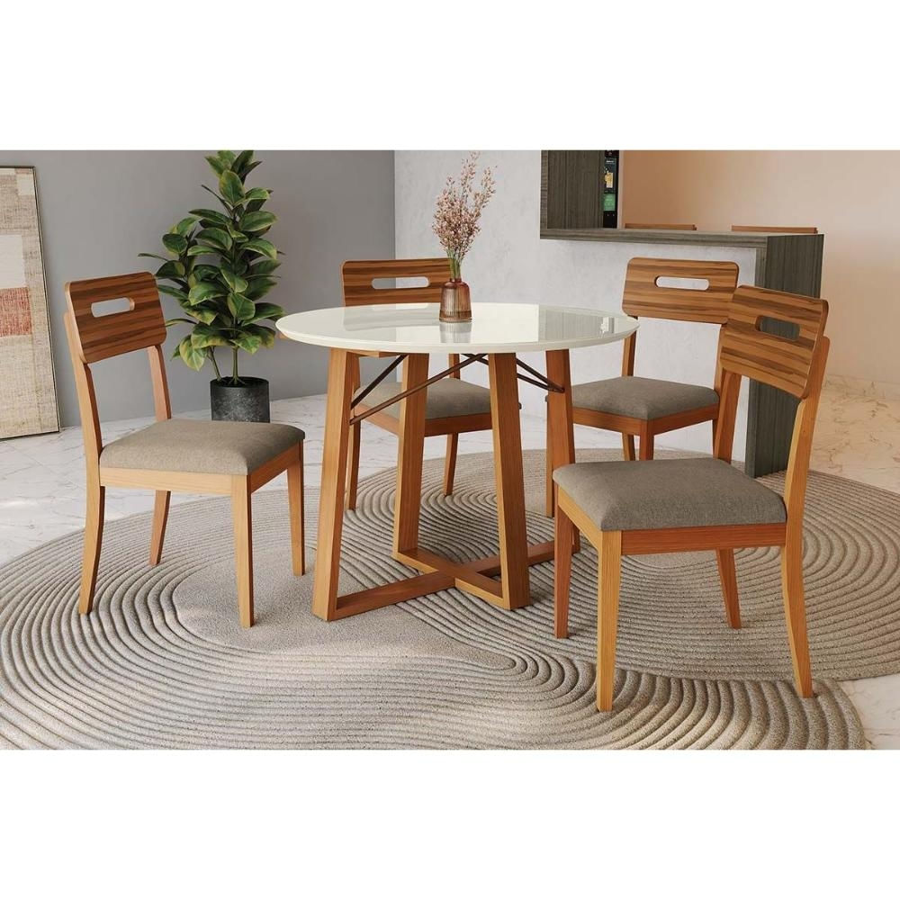 Mesa Sala Elma 105 + 4 Cad Lila Carvalho Kappesberg