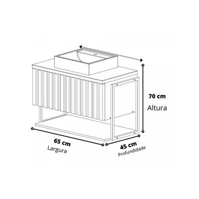 Gabinete Banheiro Frisê/Havaí­ c/Cuba 60cm Titanium MGM