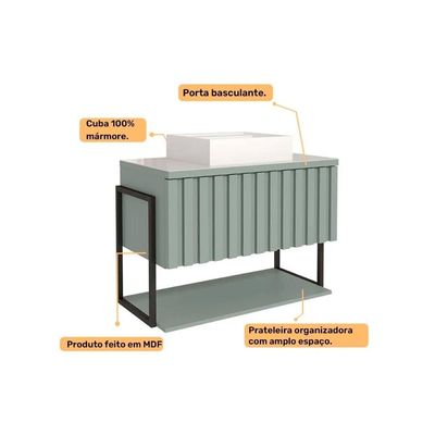Gabinete Banheiro Frisê/Havaí­ c/Cuba 60cm Titanium MGM