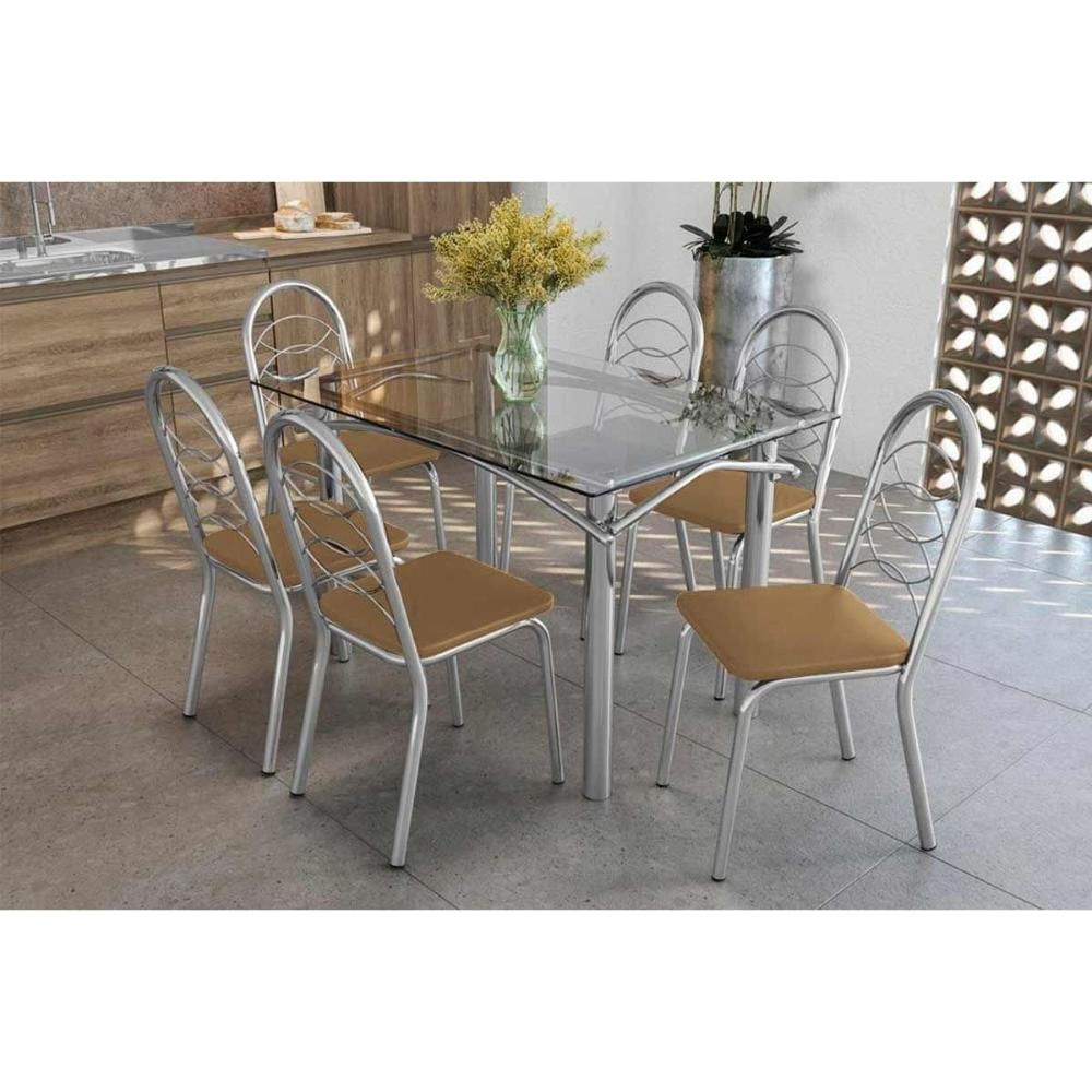 Mesa Sala Elba 120 + 6 Cad Holanda Cromado Kappesberg