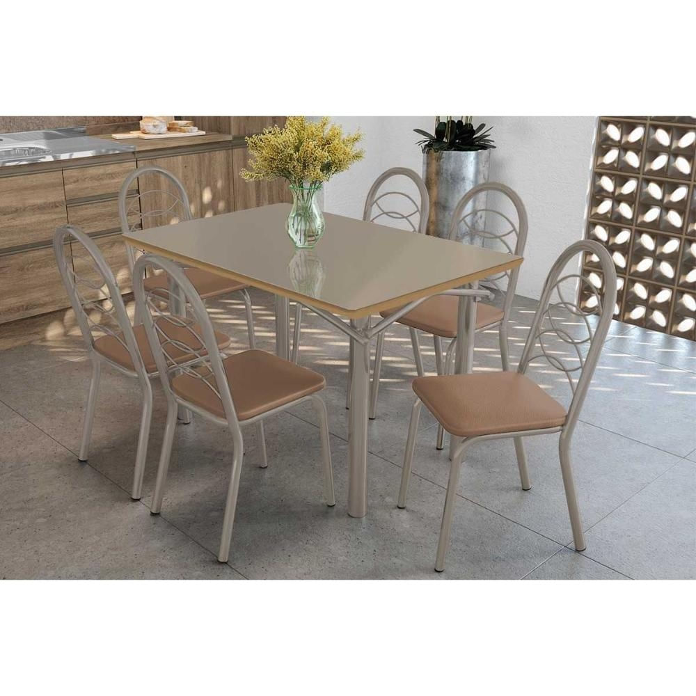 Mesa Cozinha Elba 120 + 6 Cad Holanda Niquel/Cap Kappesberg
