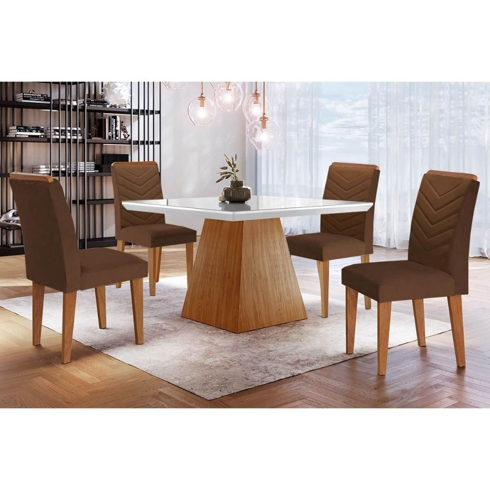 Mesa Sala Luna 90 + 4 Cad Londrina Capuccino Rufato