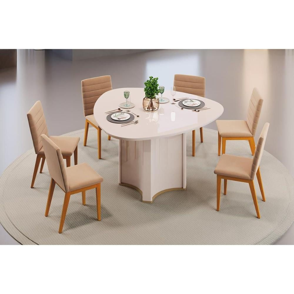 Mesa Cozinha Chanel 136 + 6 Cad Sofia Off White DJ Móveis