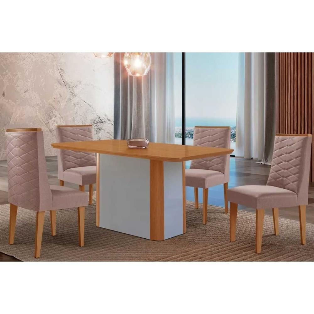 Mesa Sala Pietá 120 + 4 Cad Dafne Natural/Capucci Rufato
