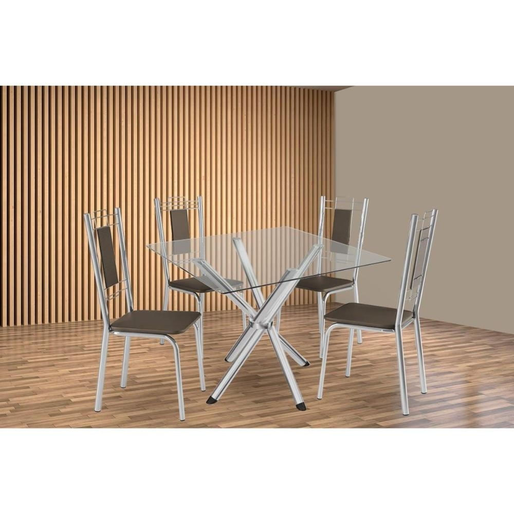 Mesa Sala Volga 90 + 4 Cad Florença Cromado Kappesberg