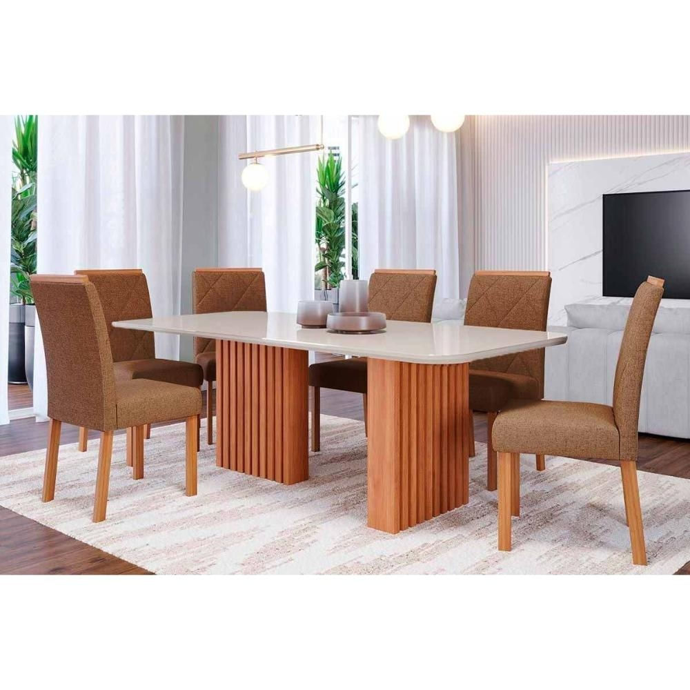 Mesa Sala Ester 180 + 6 Cad Fernanda Cinamomo Cimol