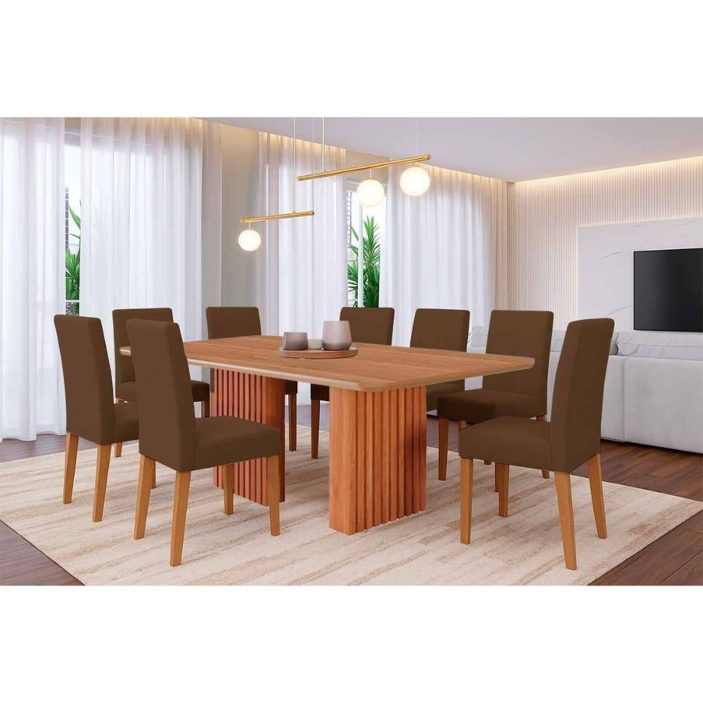 Mesa Cozinha Ester 210 + 8 Cad Maia Cinamomo Cimol