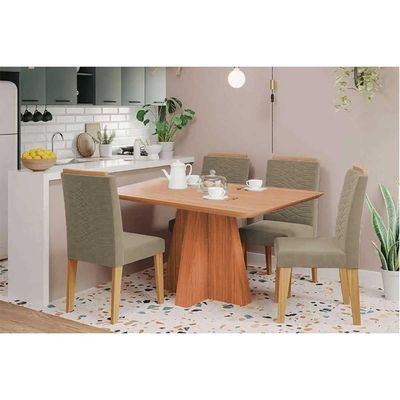 Mesa Cozinha Maitê 130 + 4 Cad Clarice Cinamomo Cimol