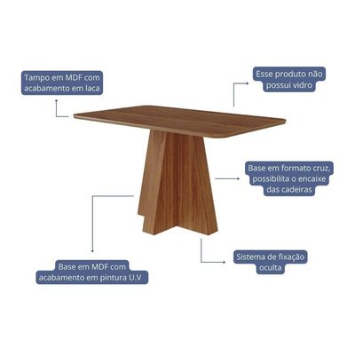 Mesa Cozinha Maitê 130 + 4 Cad Clarice Cinamomo Cimol