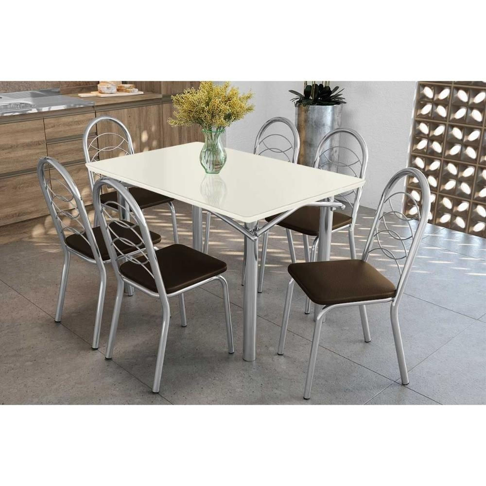 Mesa Sala Elba 120 + 6 Cad Holanda Cromado Kappesberg