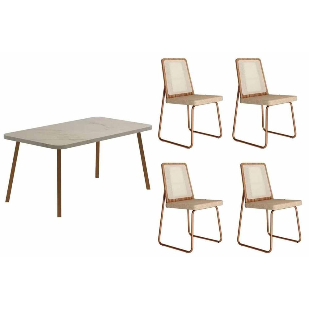 Mesa Sala Stellar 120 + 4 Cad 1751 Rose/Areia Carraro