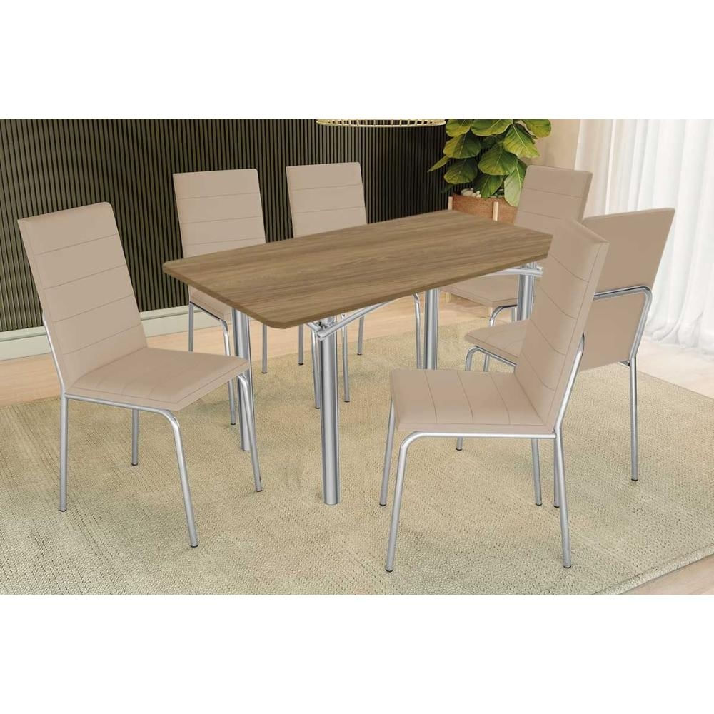 Mesa Sala Elba 160 + 6 Cad Amsterdã Cromado Kappesberg