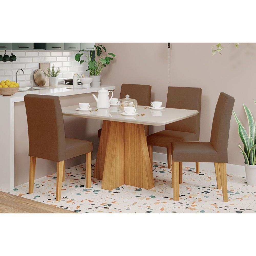 Mesa Sala Maitê 130 + 4 Cad Maia Cinamomo Cimol