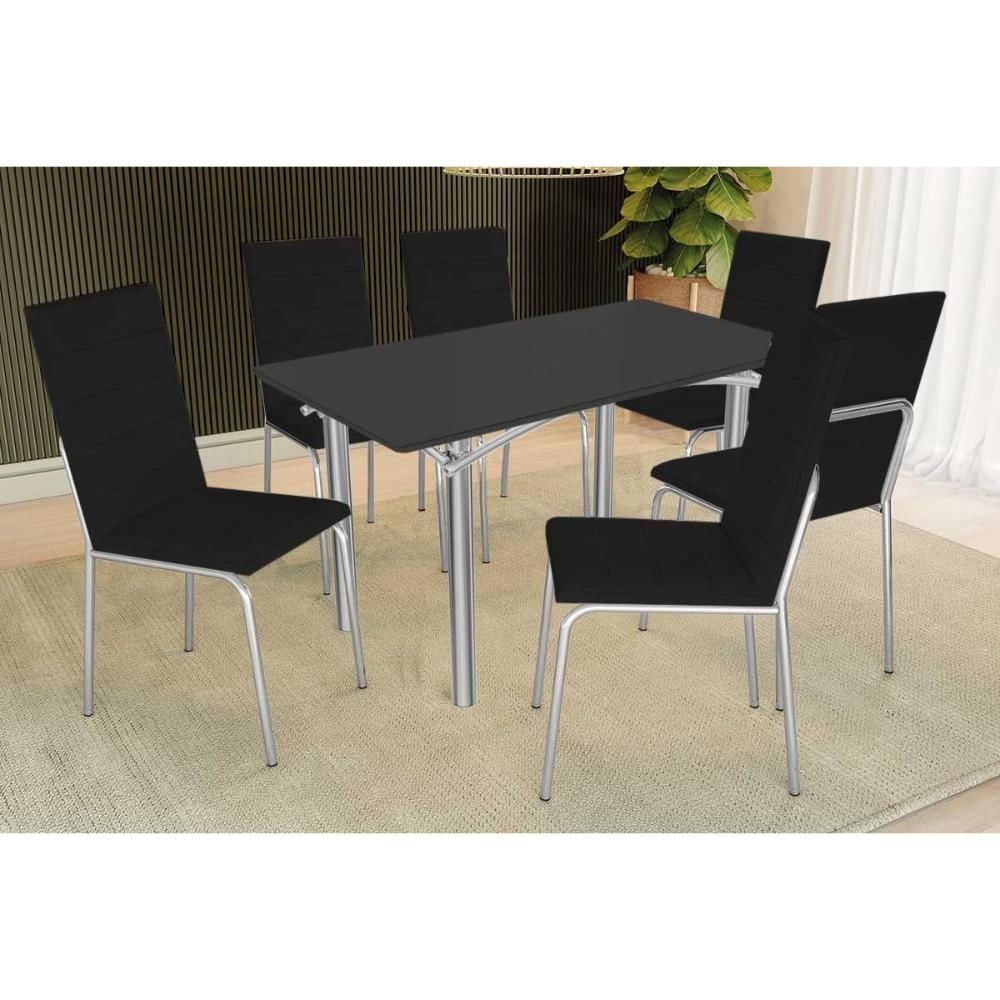 Mesa Sala Elba 160 + 6 Cad Amsterdã Cromado Kappesberg