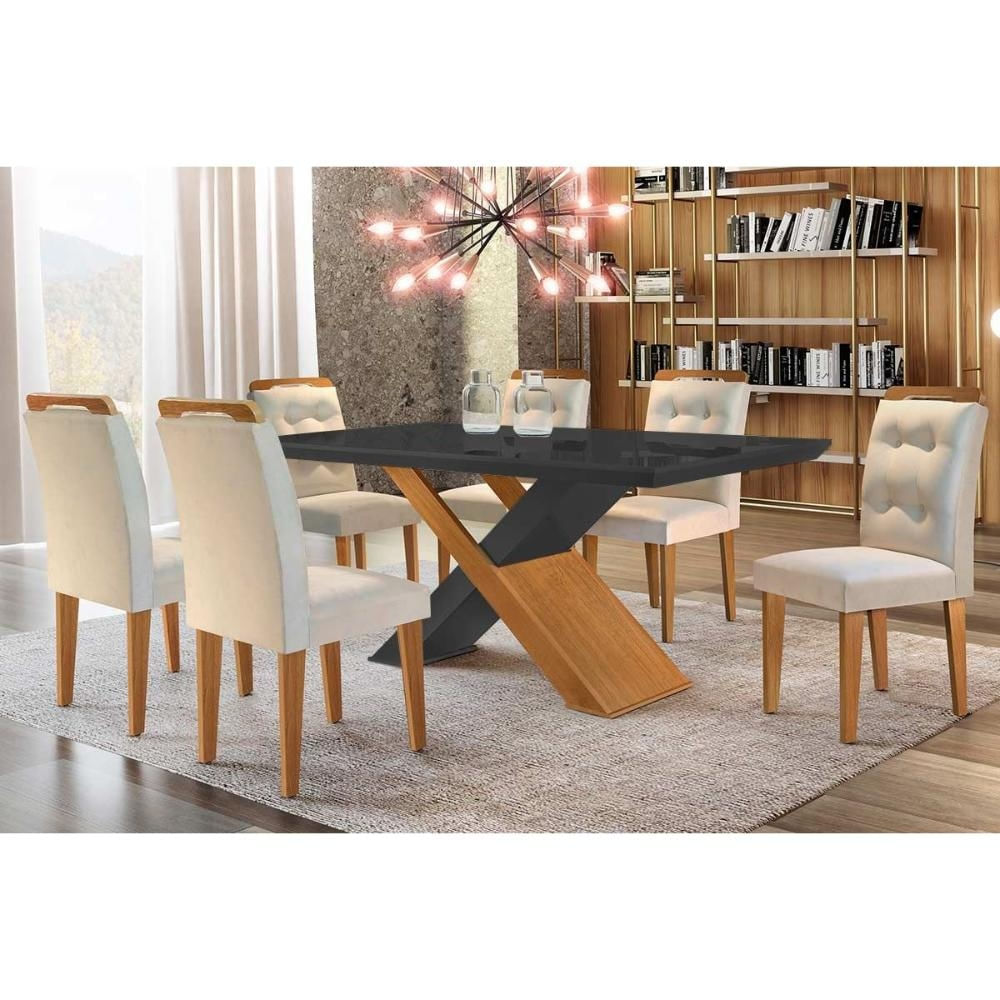 Sala Jantar Mesa Imperatriz + 6 Cadeiras Capuccino Rufato