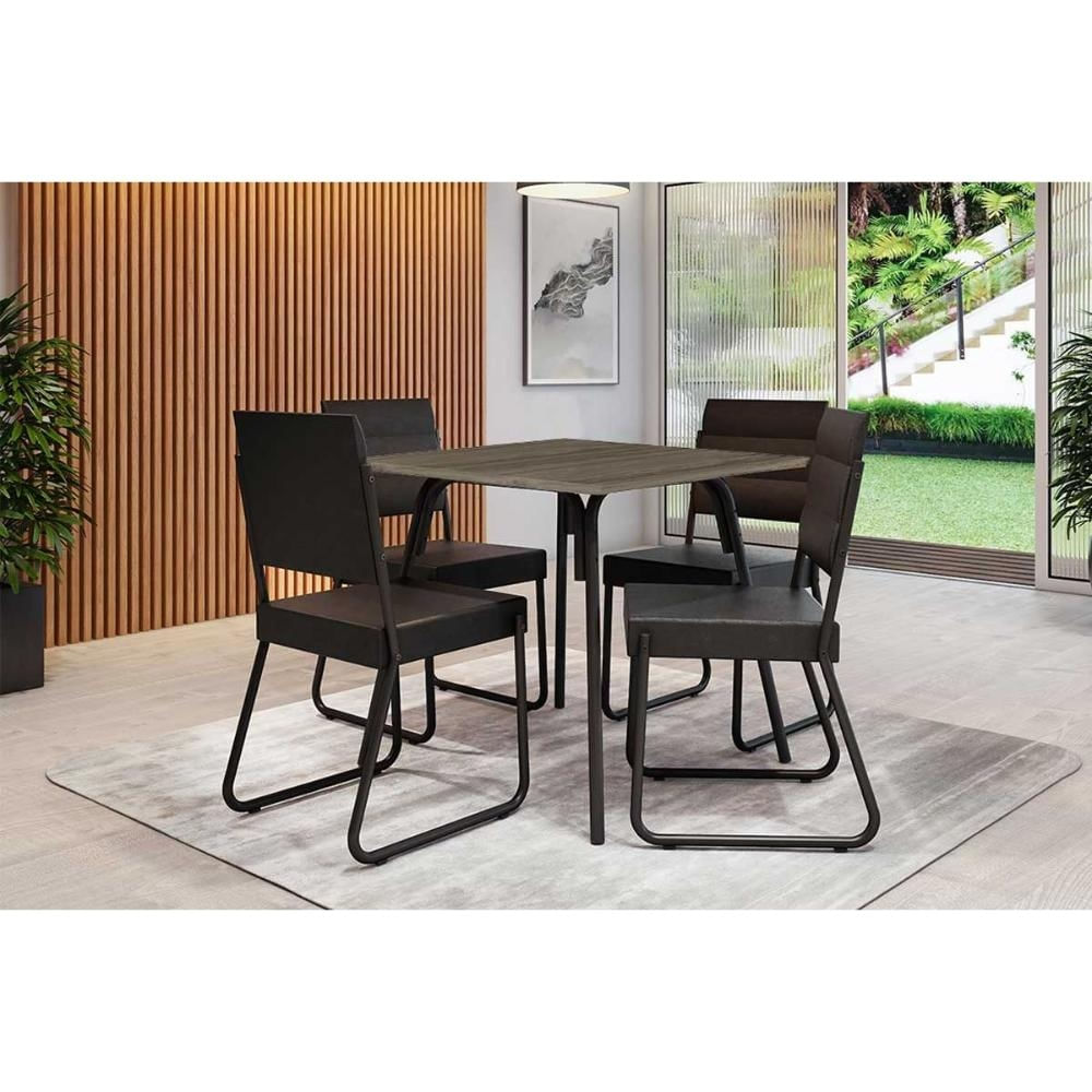 Mesa Cozinha 1569 + 4 Cad 1736 Preto Carraro