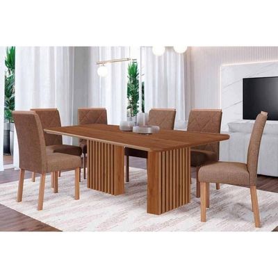 Mesa Cozinha Ester 180 + 6 Cad Fernanda Cinamomo Cimol