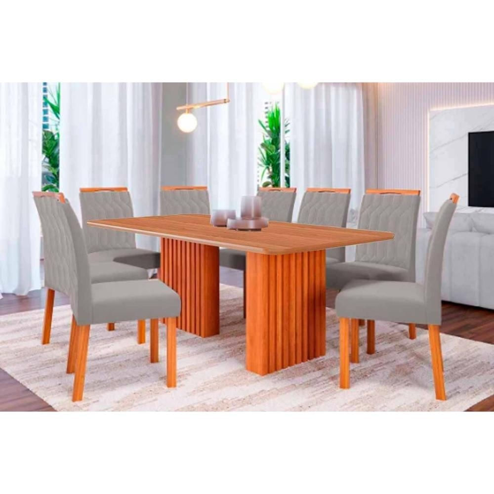 Mesa Cozinha Ester 210 + 8 Cad Paola Cinamomo Cimol